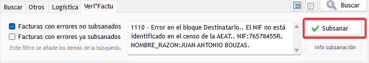 Botón Subsanar